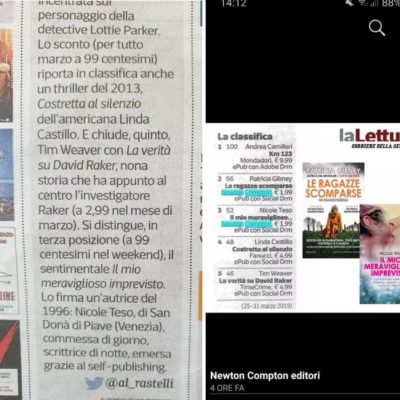 Classifica "la lettura" del Corriere della sera. Secondo posto per "il mio meraviglioso imprevisto"